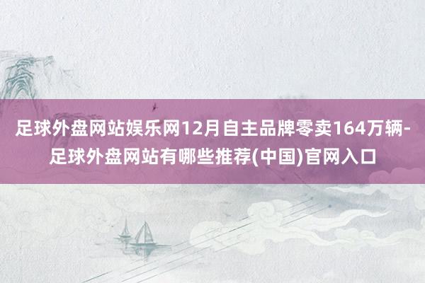 足球外盘网站娱乐网12月自主品牌零卖164万辆-足球外盘网站有哪些推荐(中国)官网入口