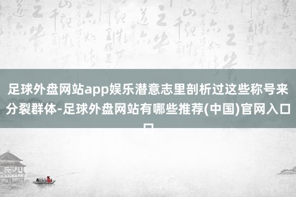 足球外盘网站app娱乐潜意志里剖析过这些称号来分裂群体-足球外盘网站有哪些推荐(中国)官网入口