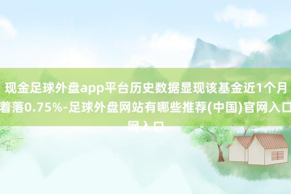 现金足球外盘app平台历史数据显现该基金近1个月着落0.75%-足球外盘网站有哪些推荐(中国)官网入口