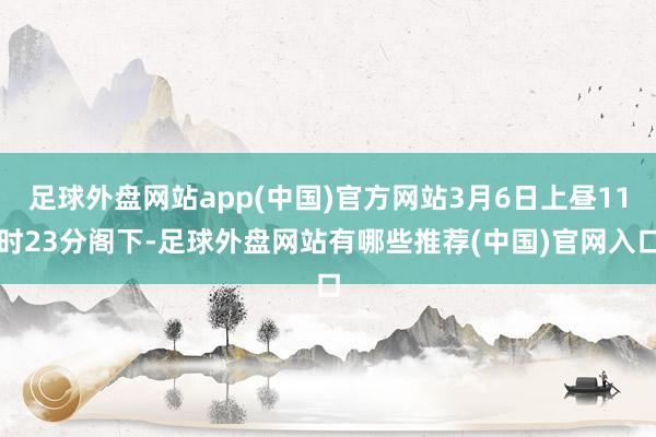 足球外盘网站app(中国)官方网站3月6日上昼11时23分阁下-足球外盘网站有哪些推荐(中国)官网入口