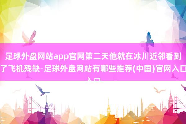 足球外盘网站app官网第二天他就在冰川近邻看到了飞机残缺-足球外盘网站有哪些推荐(中国)官网入口