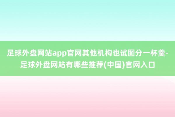 足球外盘网站app官网其他机构也试图分一杯羹-足球外盘网站有哪些推荐(中国)官网入口