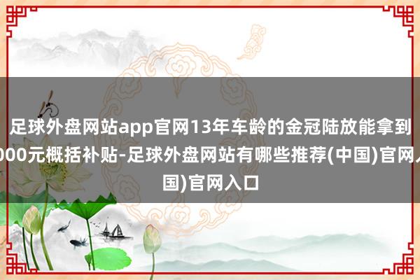 足球外盘网站app官网13年车龄的金冠陆放能拿到30000元概括补贴-足球外盘网站有哪些推荐(中国)官网入口